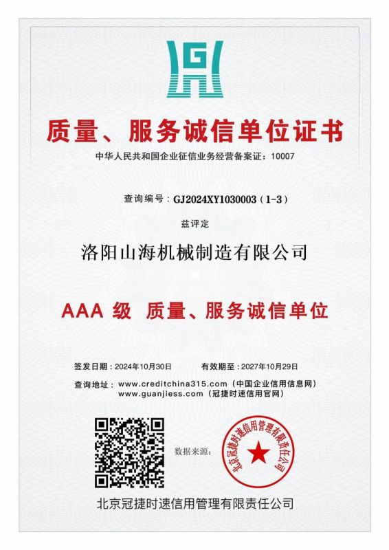 質(zhì)量、服務(wù)誠(chéng)信單位證書